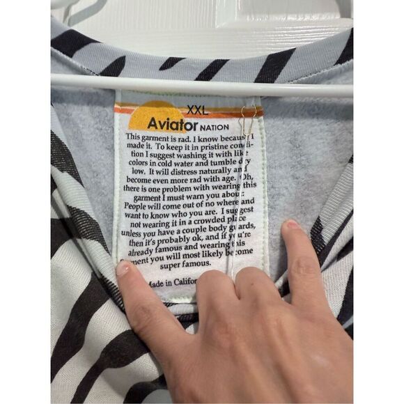 NWT Aviator Nation Classic Zebra Print Relaxed Fit Crewneck Sweatshirt Women's - Picture 5 of 14